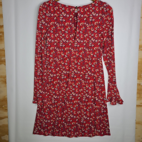 NWT Free People Red Floral Long Sleeve Midi Dress Size M - Picture 5 of 11